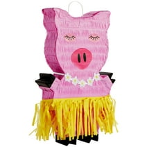Pig Pinata for Tropical Birthday Party Decorations and Hawaiian Luau Party Supplies (Small, 16.5x10x3 in)