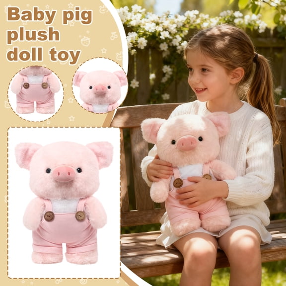 Pig Plush Doll Toy - Cute Pink Pig Stuffed Animal with Overalls, Adorable Soft Plushie for Kids, Perfect Gift for Children & Pig Lovers
