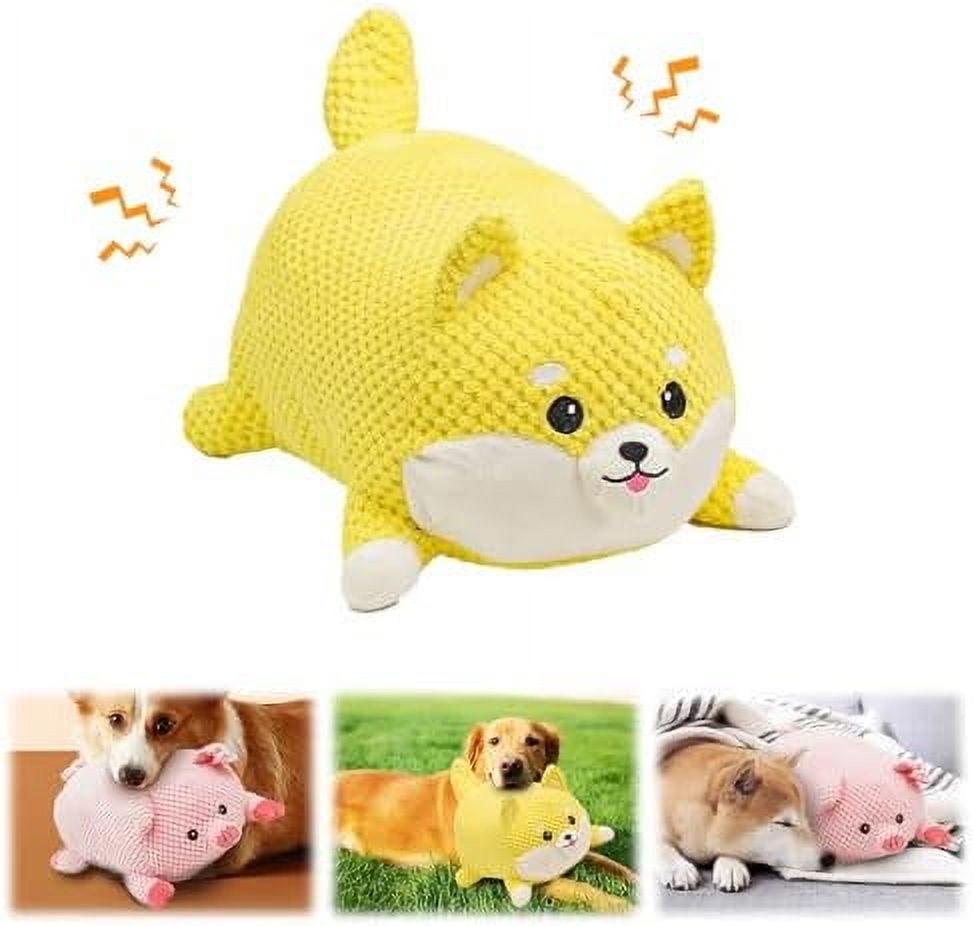 Pig Plush Squeaky Dog Toy, 2024 Upgraded Durable Plush Dog Toy Squeak Toys, Dog Stuffed Animals Chew Toy Soft Plush Yellow Stuffed Pig Dog Chew Toy for Dogs Indoor Puppy (Small, Pink Pig) Small
