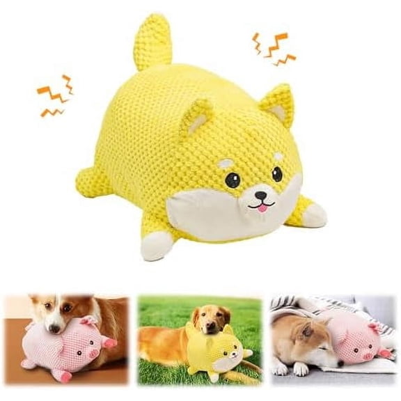 Pig Plush Squeaky Dog Toy, 2024 Upgraded Durable Plush Dog Toy Squeak Toys, Dog Stuffed Animals Chew Toy Soft Plush Yellow Stuffed Pig Dog Chew Toy for Dogs Indoor Puppy (Small, Pink Pig) Small