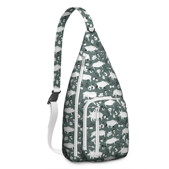 Pig Print Sling Backpack - Artistic Pig Design Shoulder Bag, Fashionable Lightweight Pack for Everyday Use