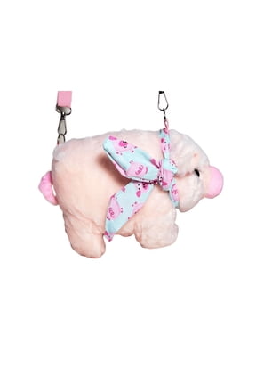Unisex Pig Plush Messenger & Shoulder Bag, Pink, 1-Piece