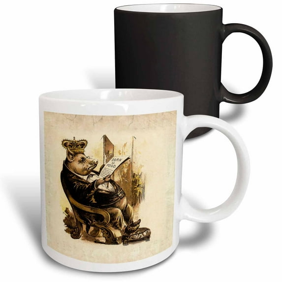 3drose, Pig Reading the Paper, 11oz Magic Transforming Mug