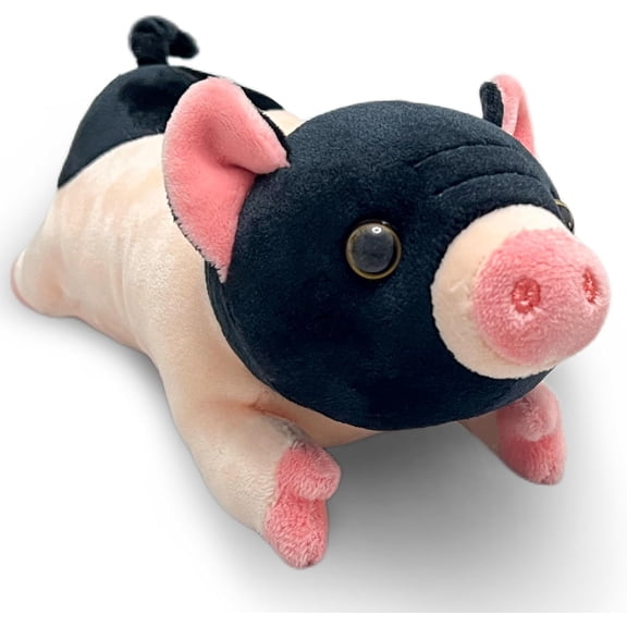Pig Shaped Plush Figure - 13.8 Inch Soft Faux Fur Decor for Home, Office, and Shelf Display