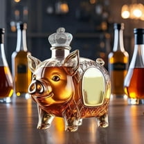 Pig Shaped Whiskey Bottle 320ml High Borosilicate Glass Novelty Liquor Container with Unique Animal Design for Gifts and Home Bar Decor