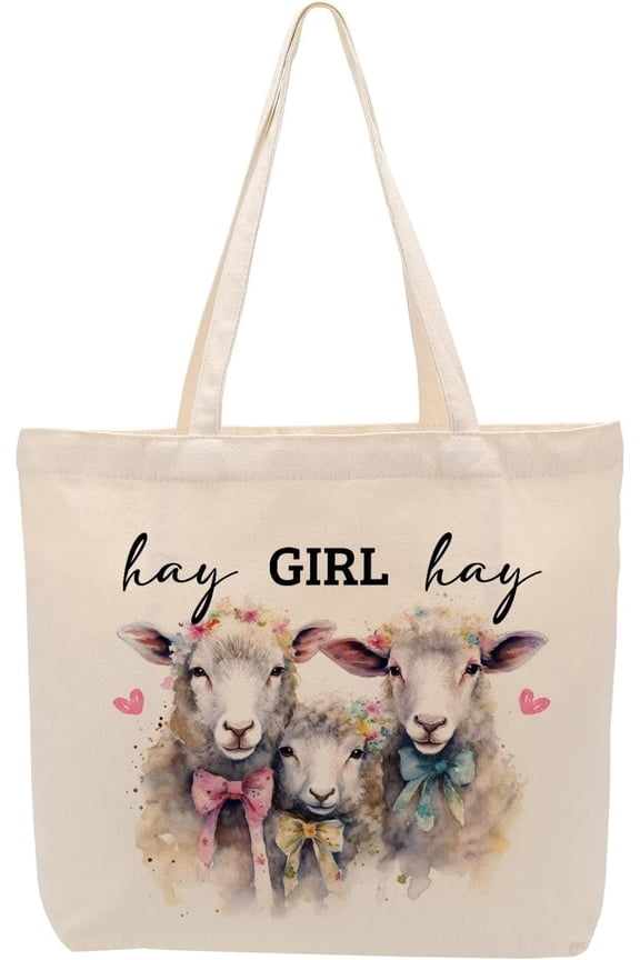 Pig Sheep Horse Gifts for Girls Grocery Shopping Canvas Tote Bag for Lovers Women Friendship Christmas Birthday