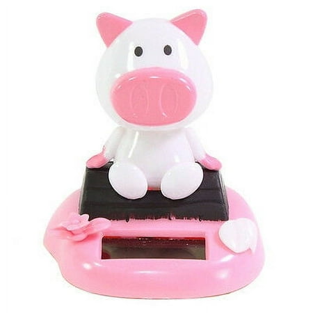 Pig Sitting on Log Forest Chinese Zodiac Dashboard Home Decor Gift Solar Toy B11310
