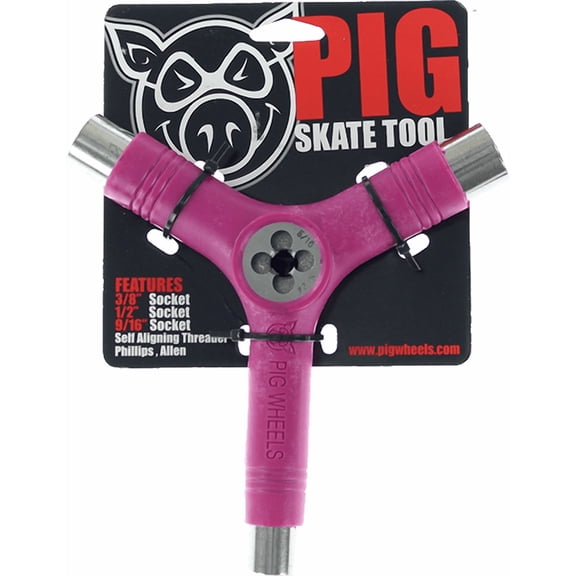 Pig Skate Tool Neon Pink Tri-Socket/Threader