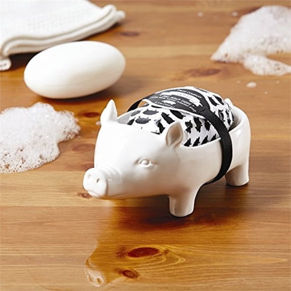Pig Soap Dish with Shea Butter Scent Bar Soap