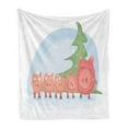 thumbnail image 1 of Pig Soft Flannel Fleece Throw Blanket, Mother and Babies Under a Christmas Tree, Cozy Plush for Indoor and Outdoor Use, 50" x 60", White Multicolor, by Ambesonne, 1 of 5