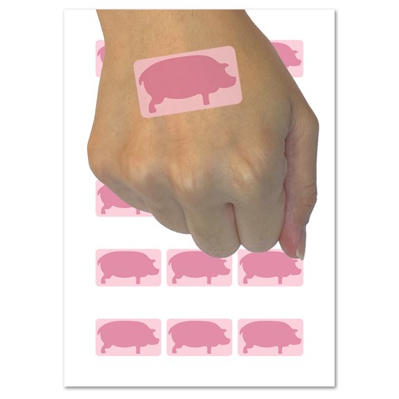 Pig Solid Side View Water Resistant Temporary Tattoo Set Fake Body Art Collection - 54 1" Tattoos (1 Sheet)