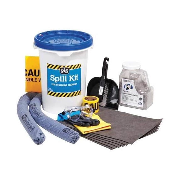 Spill Kit, 4 gal Volume Absorbed per Kit, 6 1/2 gal Capacity, Bucket, Black, 25