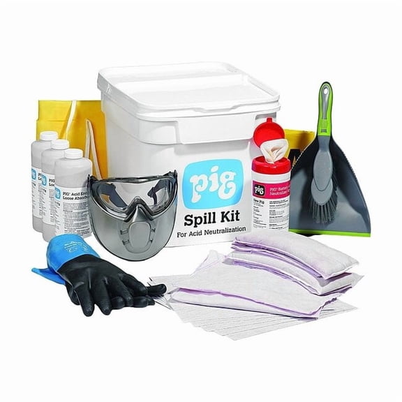 Spill Kit, 4 gal Volume Absorbed per Kit, 12 gal Capacity, Bucket, White, 22 KIT399