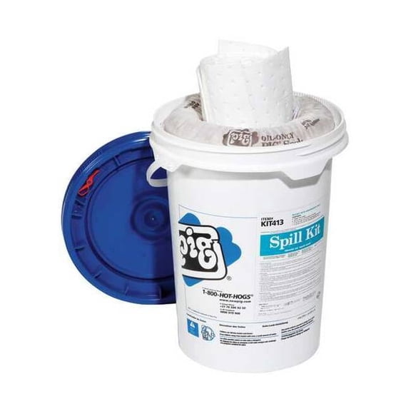 Spill Kit, 5 gal Volume Absorbed per Kit, 6 1/2 gal Capacity, Bucket, White, 16