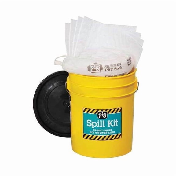Spill Kit, 4 gal Volume Absorbed per Kit, 5 gal Capacity, Bucket, Yellow, 21 KIT4200