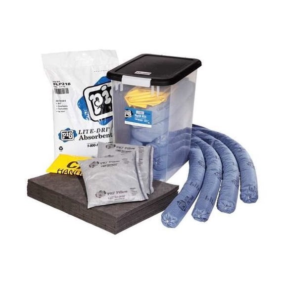 Spill Kit, 12 gal Volume Absorbed per Kit, 29 gal Capacity, Can, Clear, 35 KIT278