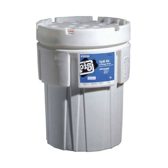 Spill Kit, 60 gal Volume Absorbed per Kit, 95 gal Capacity, Drum, White, 168