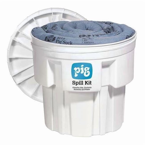Spill Kit, 12 gal Volume Absorbed per Kit, 20 gal Capacity, Drum, White, 35 KIT211