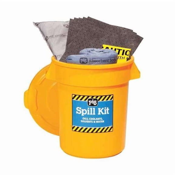 Spill Kit, 12 gal Volume Absorbed per Kit, 20 gal Capacity, Can, Yellow, 35 KIT2300