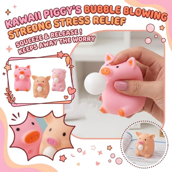 Pig Squishy,Cute Light Pink Slow-Rising Sensory Fidget for Stress Relief,Soft Squeeze Bubble Stress Ball,Quiet Stimming Tool for Adult Desk Fun,Light Pink