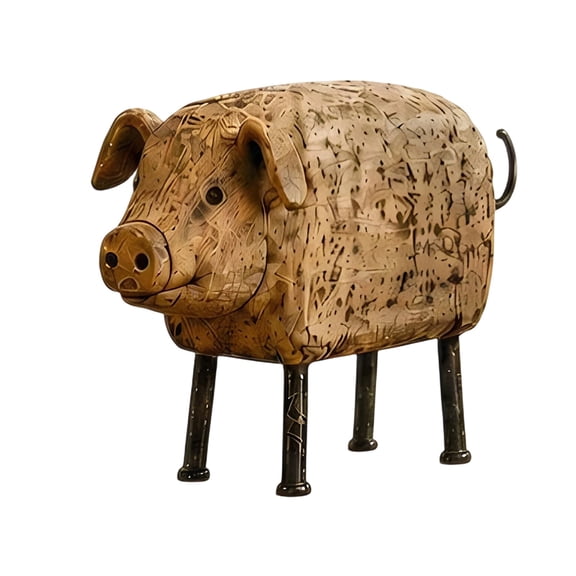 Pig Statue Farmhouse Metal Pig Figurine For Garden Yard Tabletop Indoor Outdoor Decoration