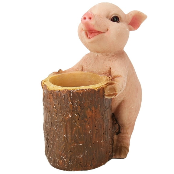 Pig Statue Simulation Cute Vivid Innovative Hand Painted Mini Resin Pig Figurine For Home Car Outdoor Garden