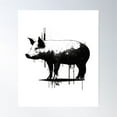 thumbnail image 1 of Pig Stencil White And Black Poster Wall Art, Modern Wall Decor For Living Room Bedroom, 12x18 UNFRAMED, 1 of 2