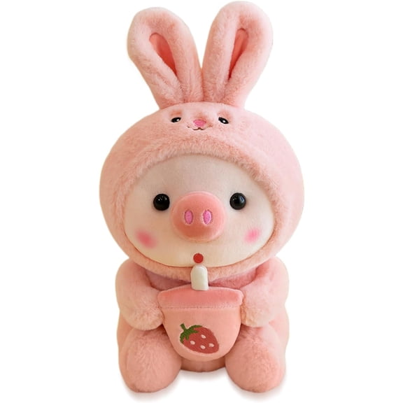 Pig Stuffed Animal Plush Toy Pig Dressed Up As Frogs Tigers Rabbits Cute Plush Pillow Gifts for Boy Girl (Pink)