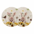 thumbnail image 1 of Pig Sunflower Western Round 13 Inch Placemats Set of 2, Rustic Daisy Linen Texture HeatResistant Non Slip Place Mats for Dining Table, Wipeable Braided Kitchen Table Mats for Housewarming, 1 of 9