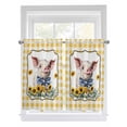 thumbnail image 1 of Pig Sunflowers Living Room Curtains 2 Panel, Yellow Floral Elegant Checkered Pastoral Cafe Window Treatment, Farmhouse Bedroom Bathroom Kitchen Curtains Drapes 104"x54", 1 of 6