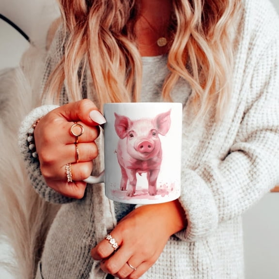 Pig Watercolor Coffee Mug, Coffee Cup, Pig Cup, Cute Mug, Mug Gift Idea, Gift Idea, Pig gift, Animal Mug, Pig.