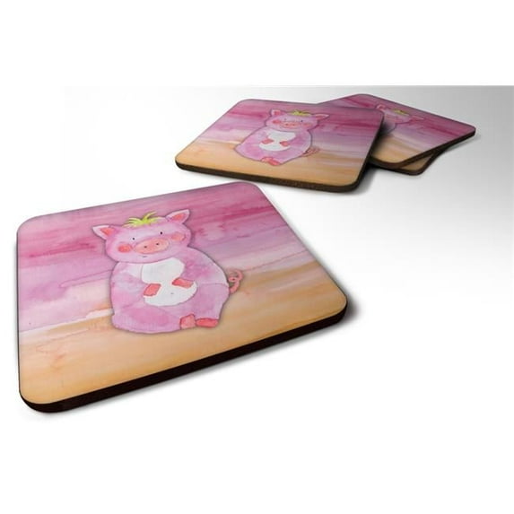 Pig Watercolor Foam Coasters - Set of 4