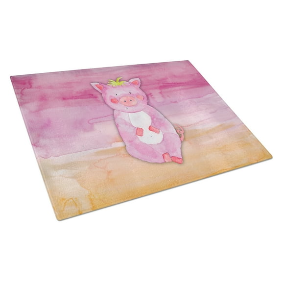 Pig Watercolor Glass Cutting Board Large