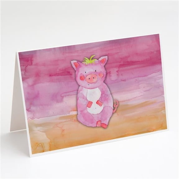 Pig Watercolor Greeting Cards & Envelopes - Pack of 8