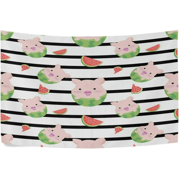 Pig Watermelon Stripes Tapestry Wall Hanging Tapestries Happy Colorful Hippie Psychedelic Art Polyester Carpet Wall Decorative for Living Room Bedroom 60x40inch Gift Decor