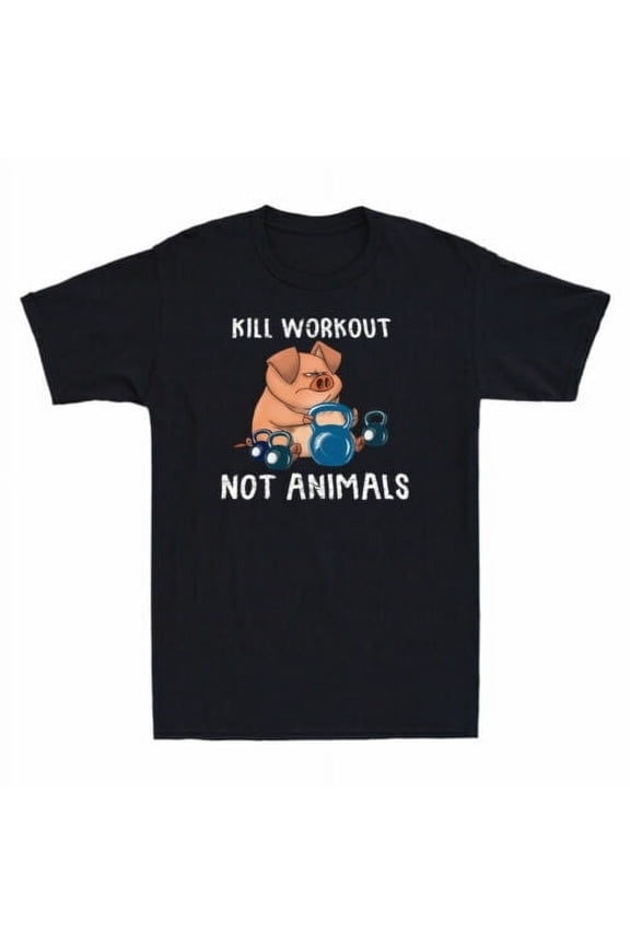 Pig Weight Lifting Kill Workout Not Animals Funny Men's T Shirt for Sport Gymer