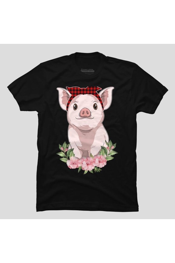 Pig With Bandana Caro Funny Pig Gift Sarcastic Animal H40047 Unisex T-Shirt, Up to 5XL Available