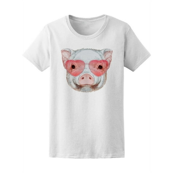Pig With Heart Shaped Sunglasses T-Shirt Women -Image by Shutterstock, Female Medium
