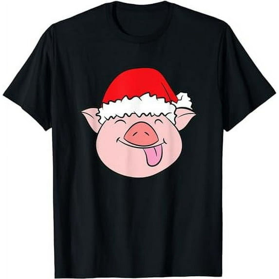 Pig With Santa Hat Funny Pig Lover Christmas Pig T-Shirt