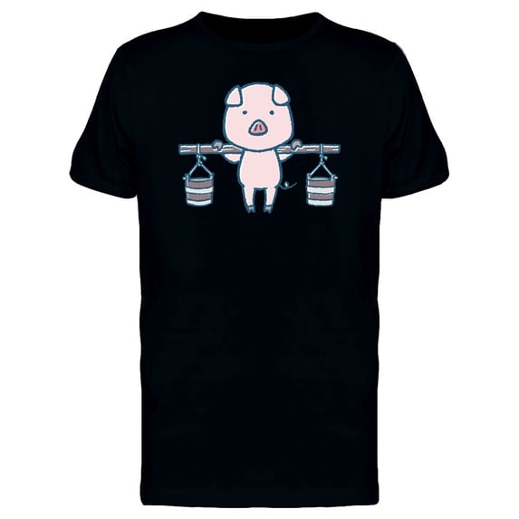 Pig With Water Buckets T-Shirt Men -Image by Shutterstock, Male Small
