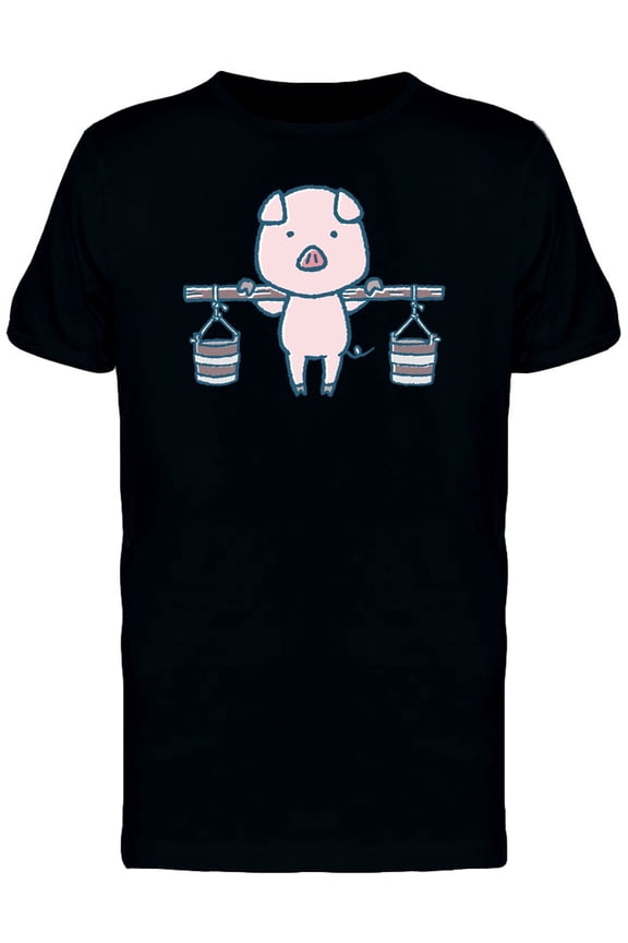 Pig With Water Buckets T-Shirt Men -Image by Shutterstock, Male Small