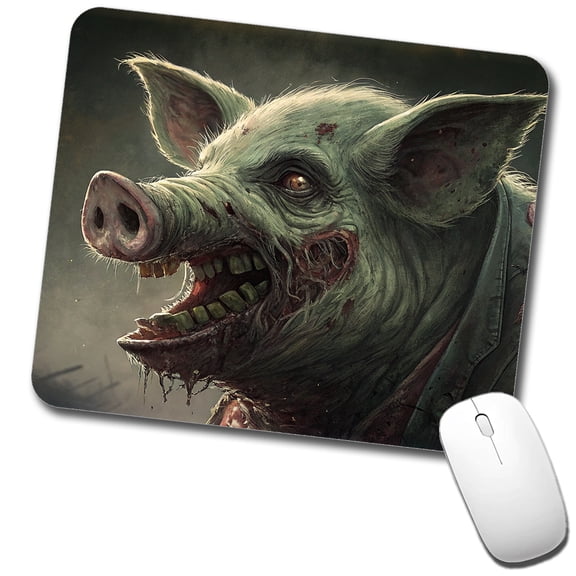 Pig Zombie Creepy Scary Halloween Mouse Pad Low Profile Gaming Mat