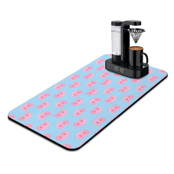 Pig and Moonlit Sky Aesthetic Coffee Station Mat - Multi-Use Absorbent Mat for Coffee Bar, Cute Pig Print