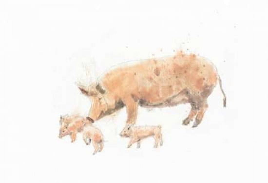 Pig and Piglet Canvas Art - Emily Adams (20 x 28)