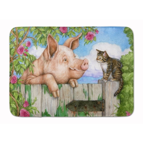 Pig at the Gate with the Cat Machine Washable Memory Foam Mat