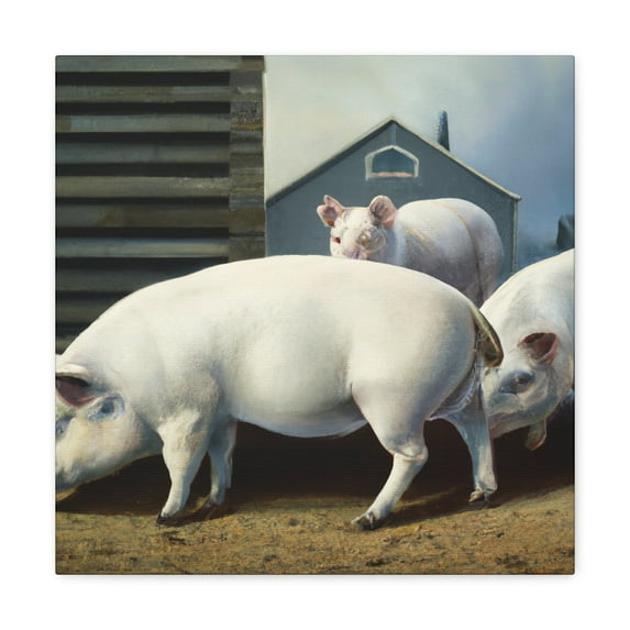Pig in Barnyard. - Canvas
