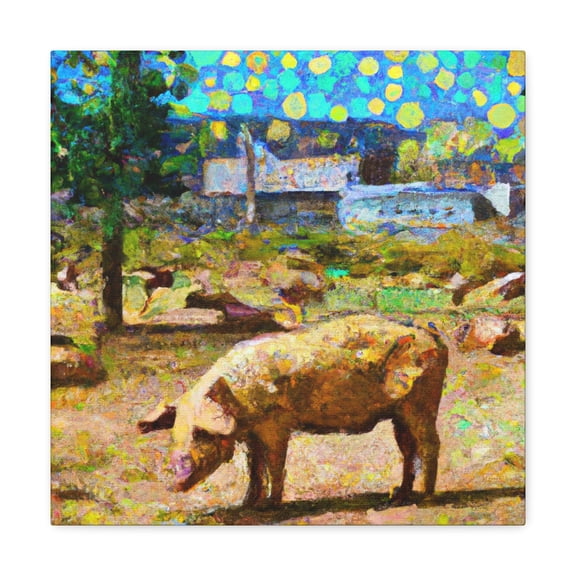 Pig in Pointillism - Canvas