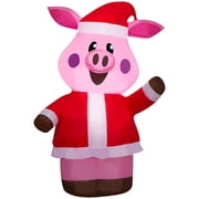 Holiday Living 3.5-ft Lighted Waving Pig in a Santa Suit Christmas Inflatable