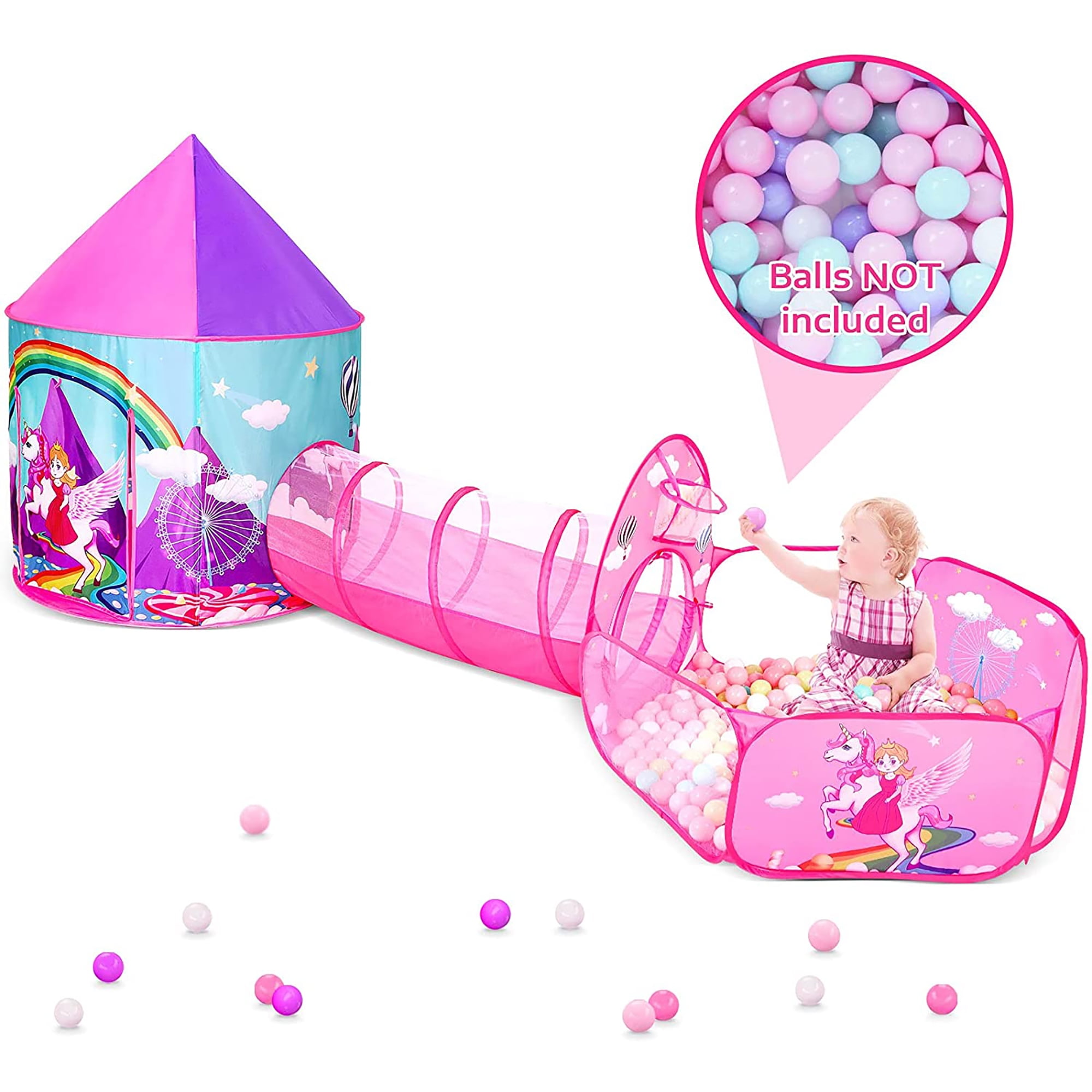 PigPigPen Princess Play Tent with Child #39 s Crawl Tunnel Ball Pit for PigPigPen Princess Play Tent with Child #39 s Crawl Tunnel Ball Pit for