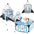 thumbnail image 1 of PigPigPen Spaceship Ball Pit Tent with Play Tunnel for Toddlers, Polyester, 3-Piece Indoor Outdoor Playhouse, 1 of 13